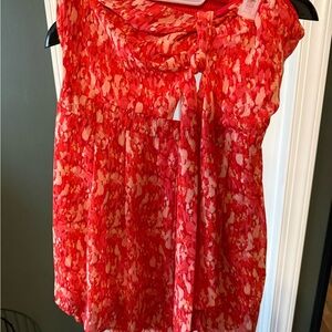 Fashion Nova Floral Red and Cream Jumpsuit